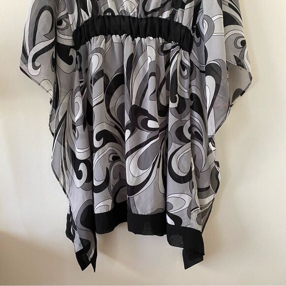 NWT Merona Sheer Short Caftan Swim Coverup Patterned Gray Size 20w/22w - Picture 4 of 10